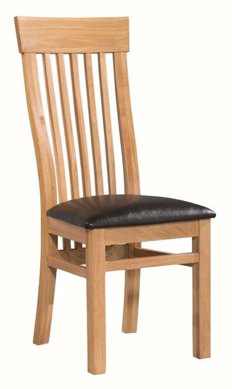 Hampshire Oak Padded Seat Slatted Back Dining Chair Sold In Pairs