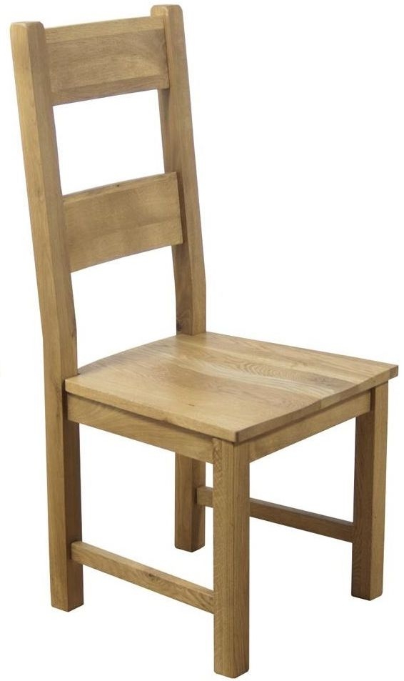Hampshire Oak Solid Seat Ladder Back Dining Chair Sold In Pairs