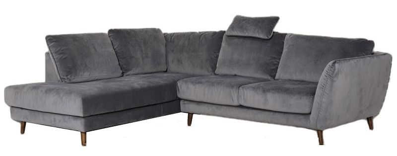 Helsinki Grey Velvet Left Hand Facing Corner Sofa