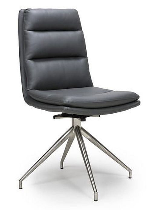 Nobo Grey Faux Leather And Chrome Swivel Dining Chair Sold In Pairs