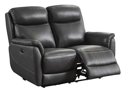 Kent Grey Leather 2 Seater Electric Recliner Sofa