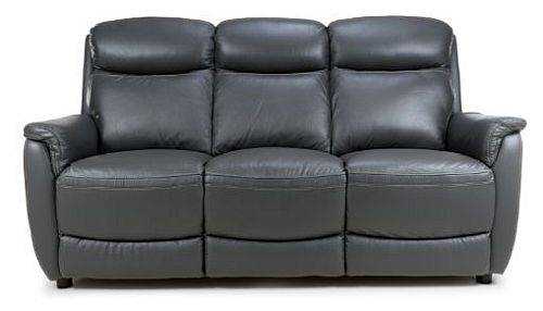 Kent Grey Leather 3 Seater Electric Recliner Sofa