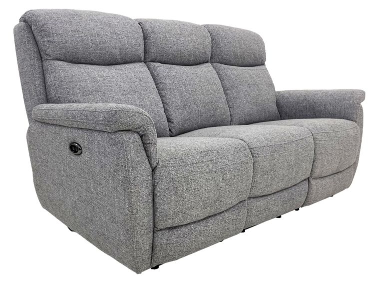 Kent Grey Fabric 3 Seater Electric Recliner Sofa