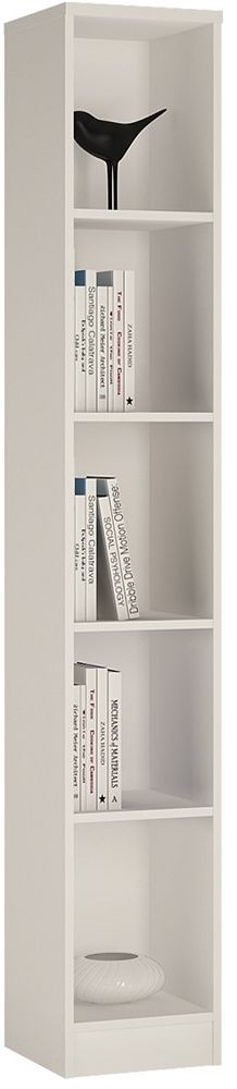 4 You Pearl White Tall Narrow Bookcase