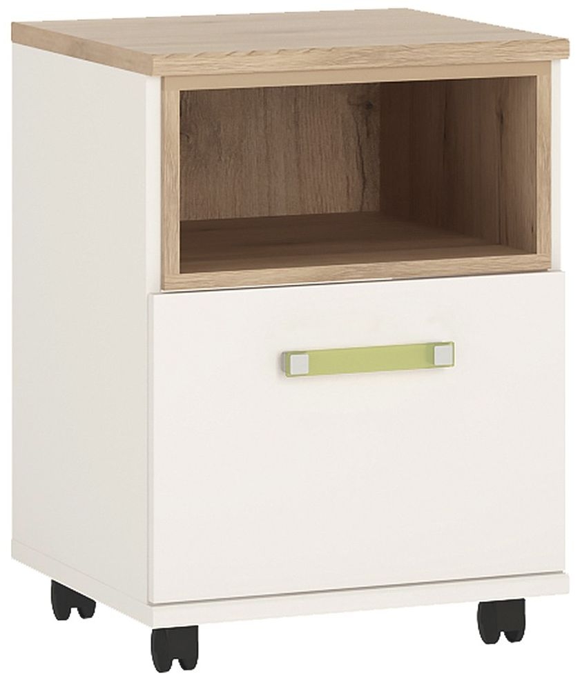 4kids Mobile Desk With Lemon Handles Light Oak And White High Gloss