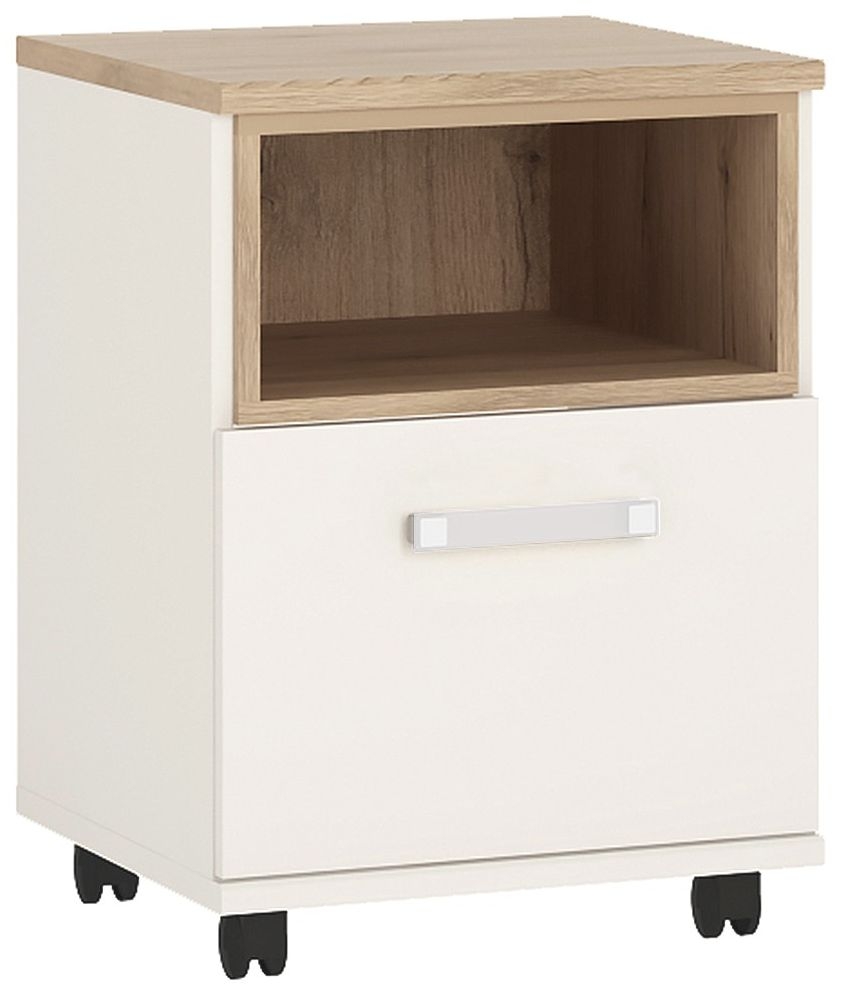 4kids Mobile Desk With Opalino Handles Light Oak And White High Gloss