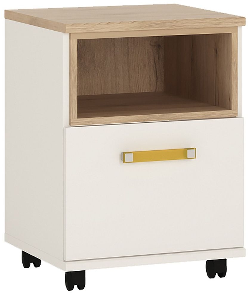 4kids Mobile Desk With Orange Handles Light Oak And White High Gloss