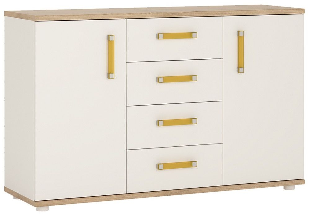 4kids 2 Door 4 Drawer Sideboard With Orange Handles