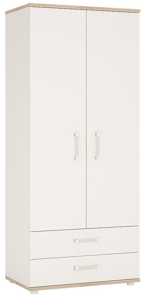 4kids Wardrobe With Opalino Handles Light Oak And White High Gloss