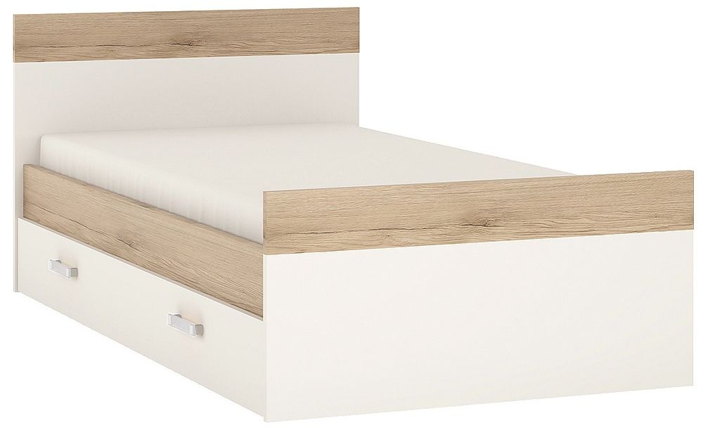 4kids 3ft Storage Bed With Opalino Handles Light Oak And White High Gloss