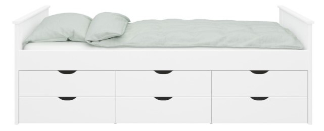 Alba White 6 Drawer Single Bed