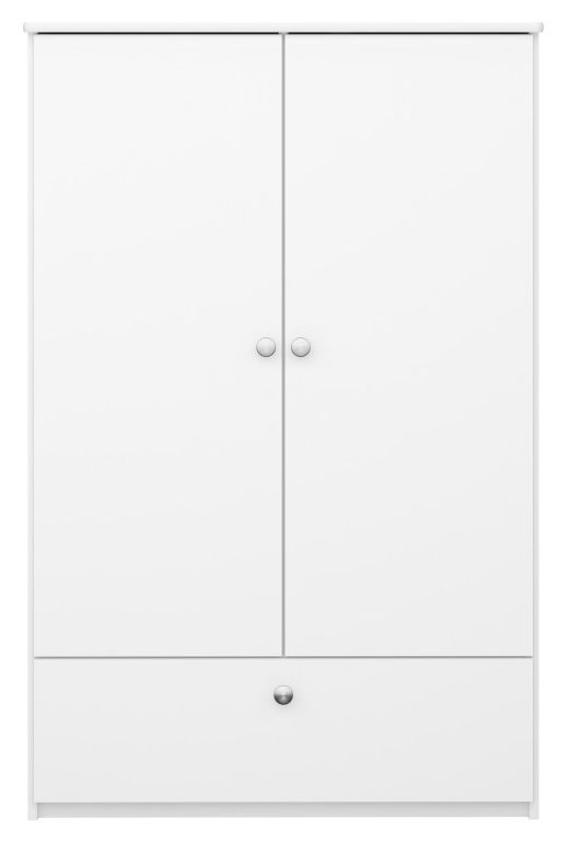 Alba White 2 Door 1 Drawer Combi Wardrobe