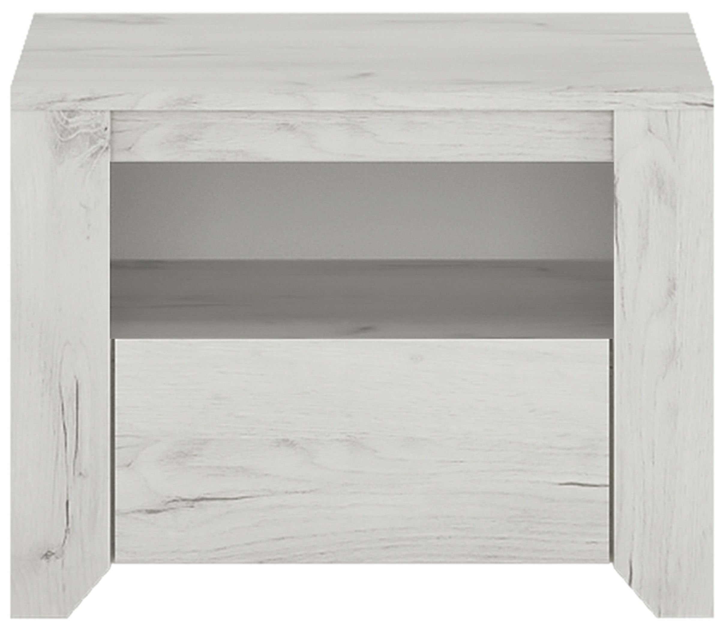 Angel Bedside Cabinet White Crafted Oak Melamine