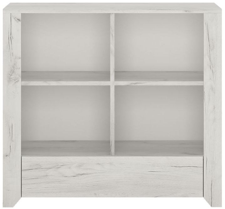 Angel Low Bookcase White Crafted Oak Melamine