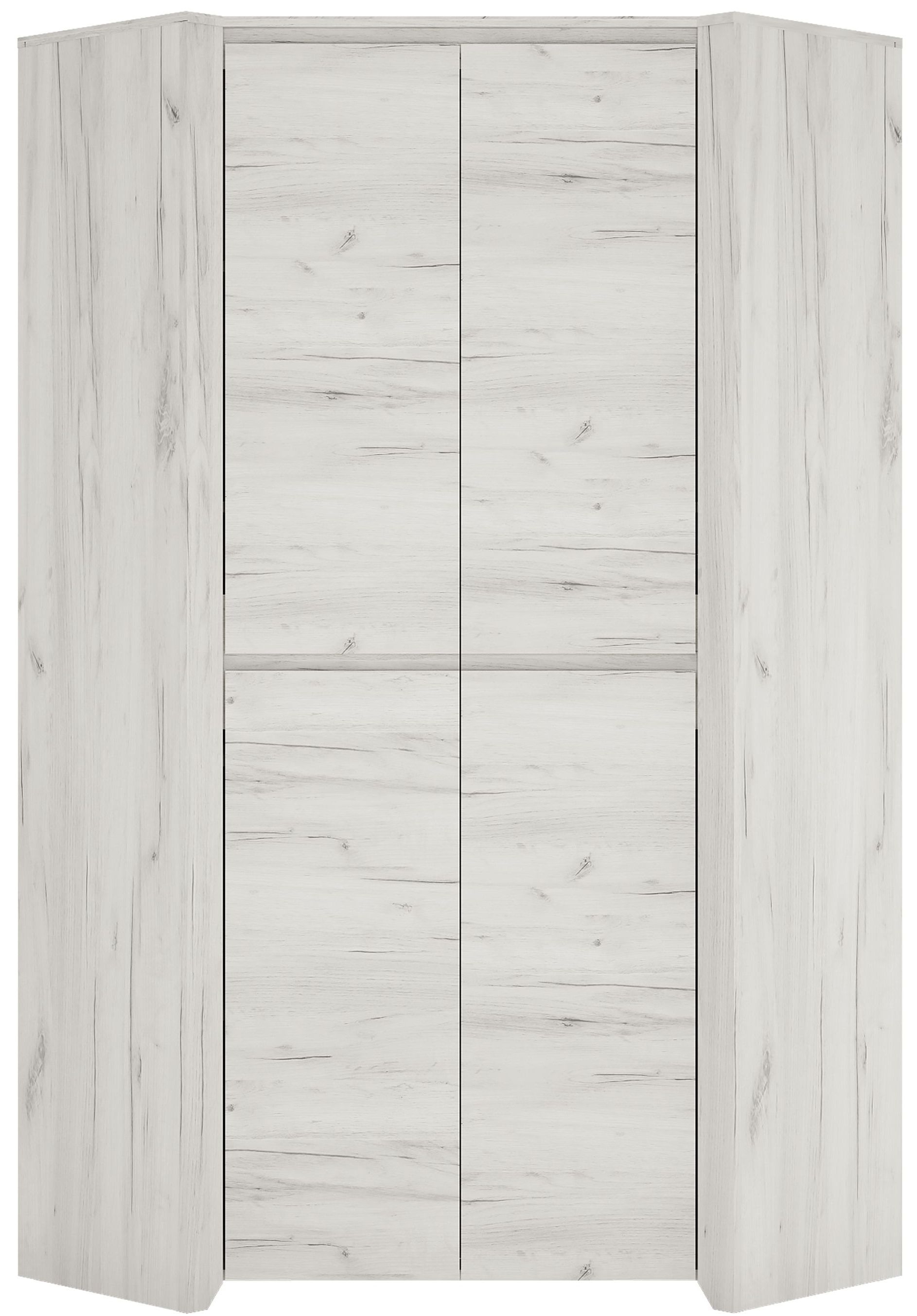 Angel 2 Door Corner Wardrobe White Crafted Oak Melamine
