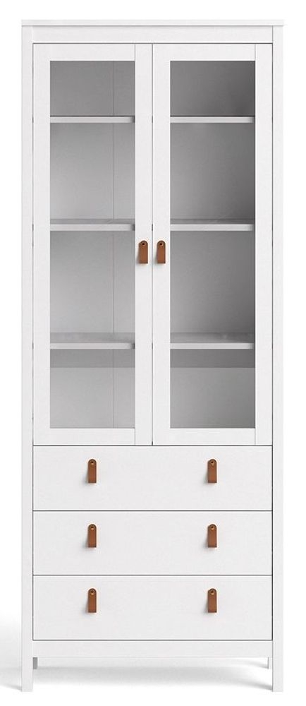 Barcelona White 2 Glass Door Display Cabinet