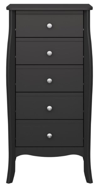 Baroque Black 5 Drawer Narrow Chest