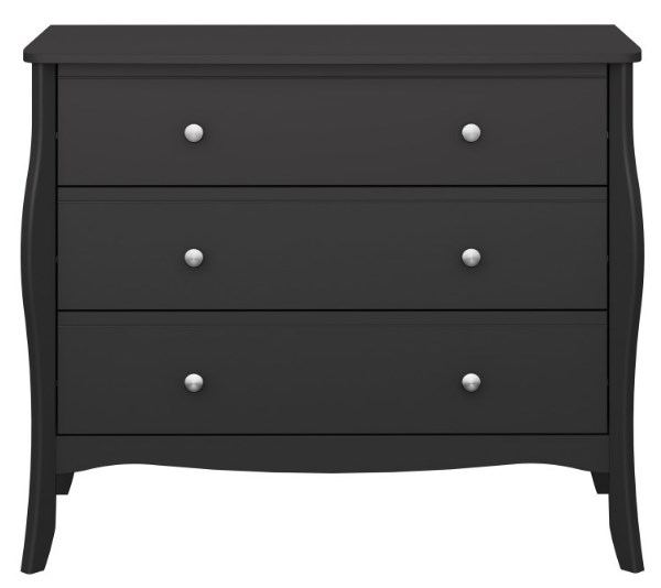 Baroque Black 3 Drawer Wide Chest