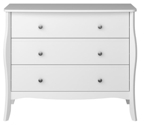 Baroque White 3 Drawer Wide Chest