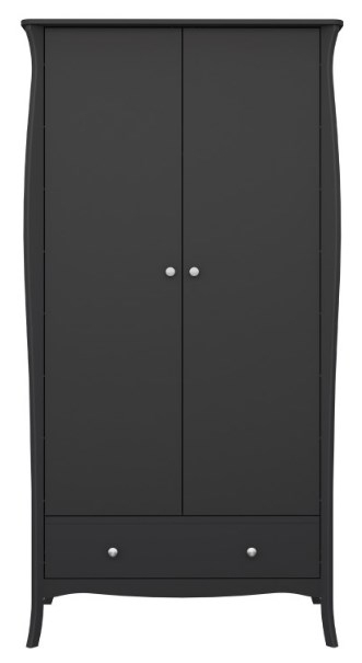 Baroque Black 2 Door 1 Drawer Combi Wardrobe