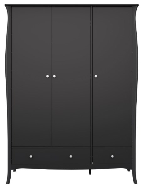 Baroque Black 3 Door 2 Drawer Combi Wardrobe