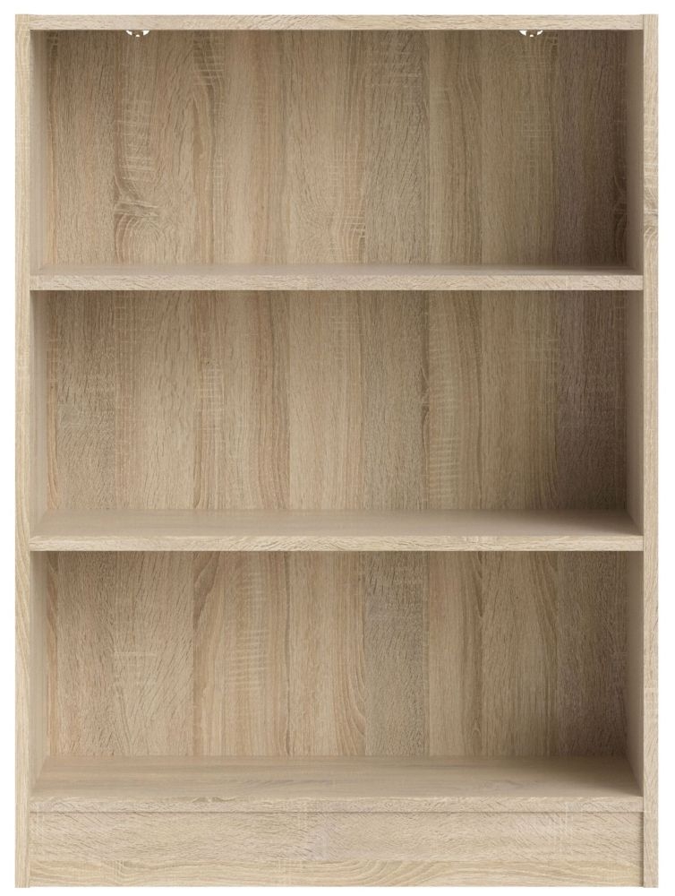 Basic Oak Low Wide Bookcase