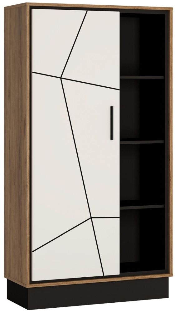 Brolo Wide Bookcase Dark Walnut And High Gloss White