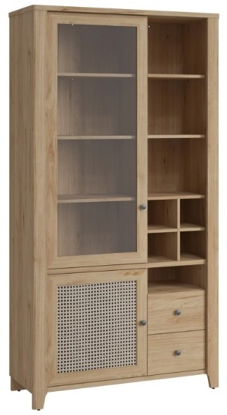 Cestino Jackson Hickory Oak 2 Door 2 Drawer Display Cabinet