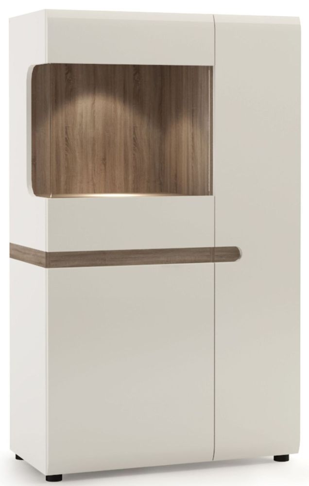 Chelsea Low Display Cabinet Truffle Oak And High Gloss White