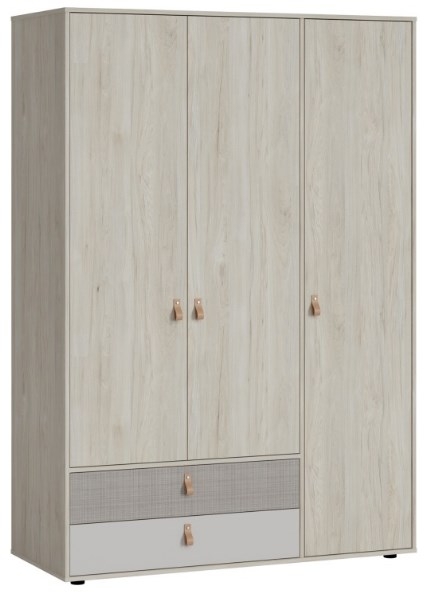 Denim Light Walnut 3 Door 2 Drawer Combi Wardrobe