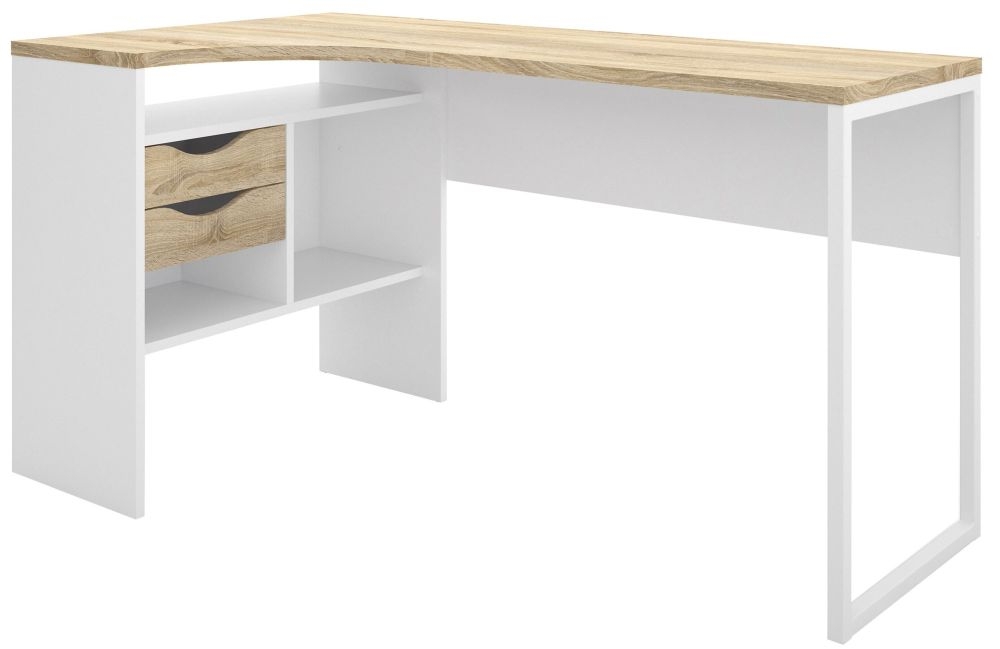 Function Plus Corner Desk White And Oak