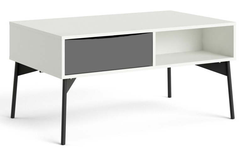 Fur White And Grey 1 Drawer Coffee Table
