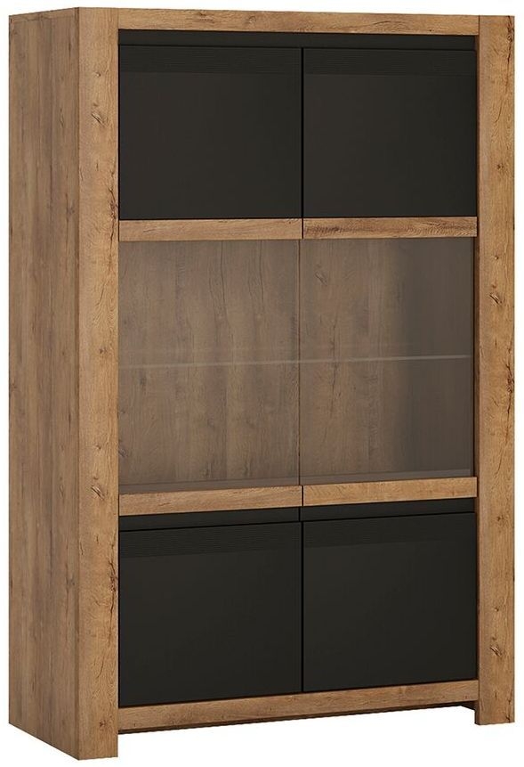 Havana Wide Display Cabinet Oak And Black