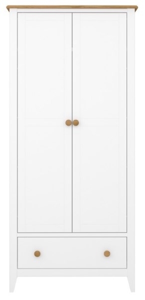 Heston White And Pine 2 Door 1 Drawer Combi Wardrobe