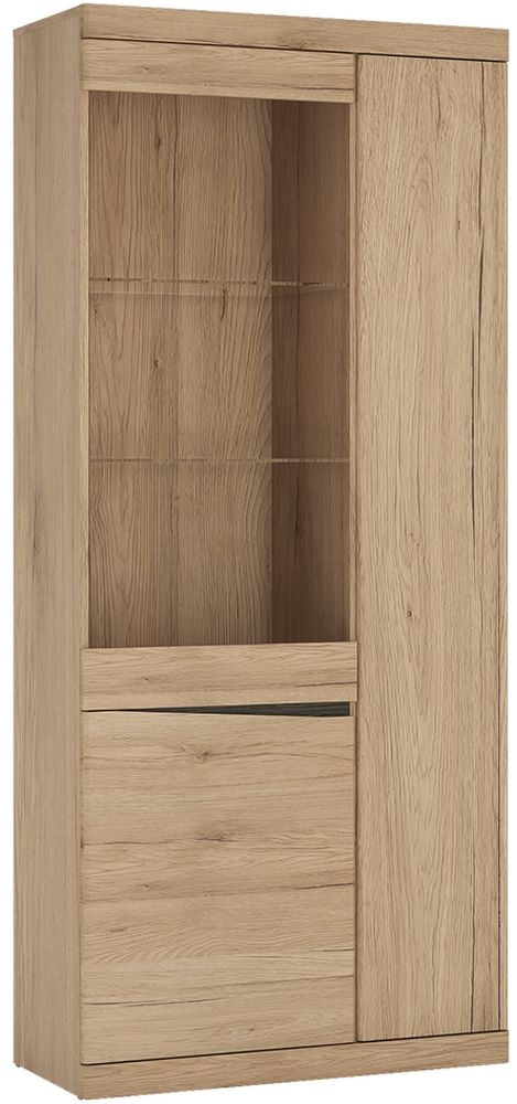 Kensington Oak Tall Wide Glazed Display Cabinet