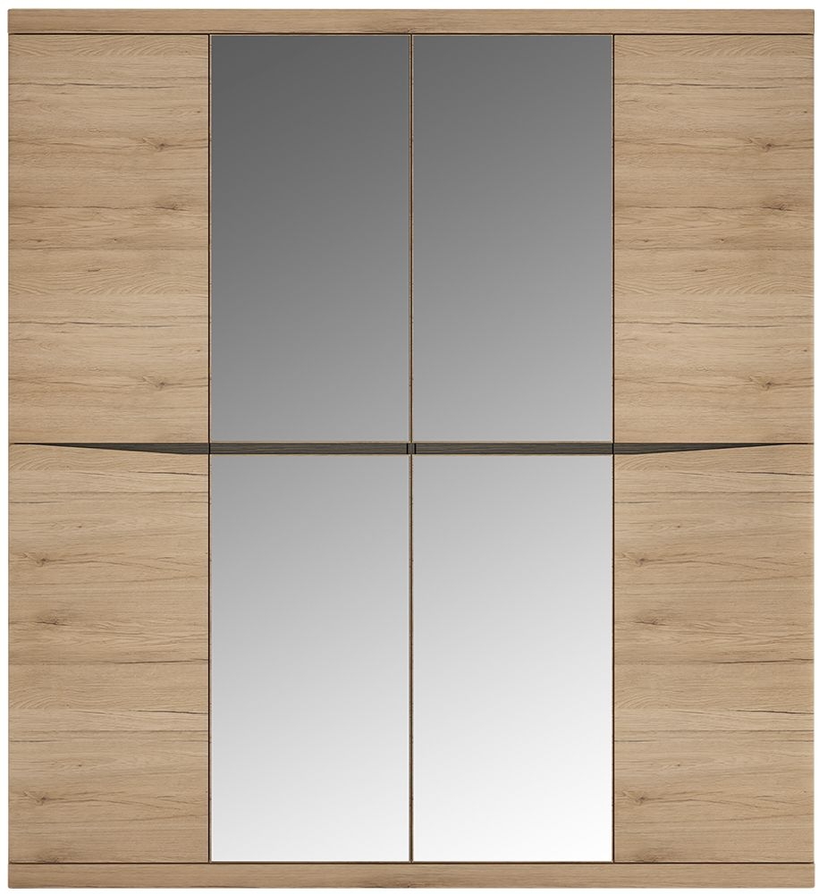 Kensington Oak 4 Door Mirror Wardrobe