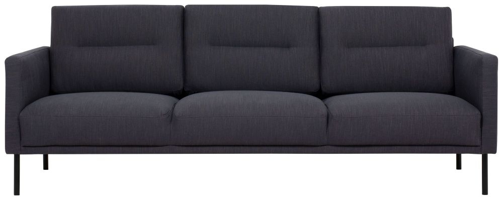Larvik Antracit Fabric 3 Seater Sofa With Black Metal Legs