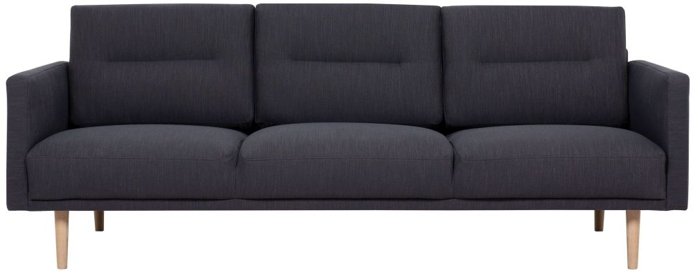 Larvik Antracit Fabric 3 Seater Sofa With Oak Legs