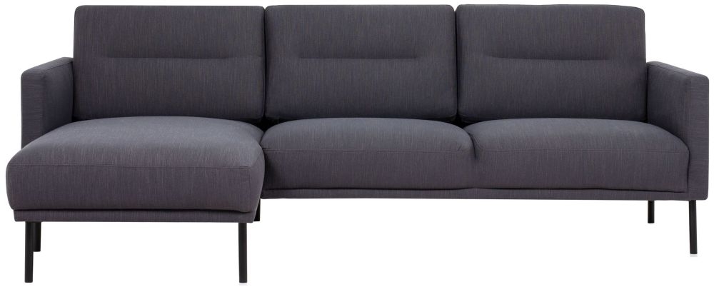 Larvik Antracit Fabric Left Hand Facing Chaise Longue Sofa With Black Metal Legs
