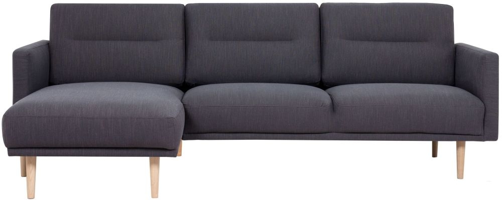 Larvik Antracit Fabric Left Hand Facing Chaise Longue Sofa With Oak Legs