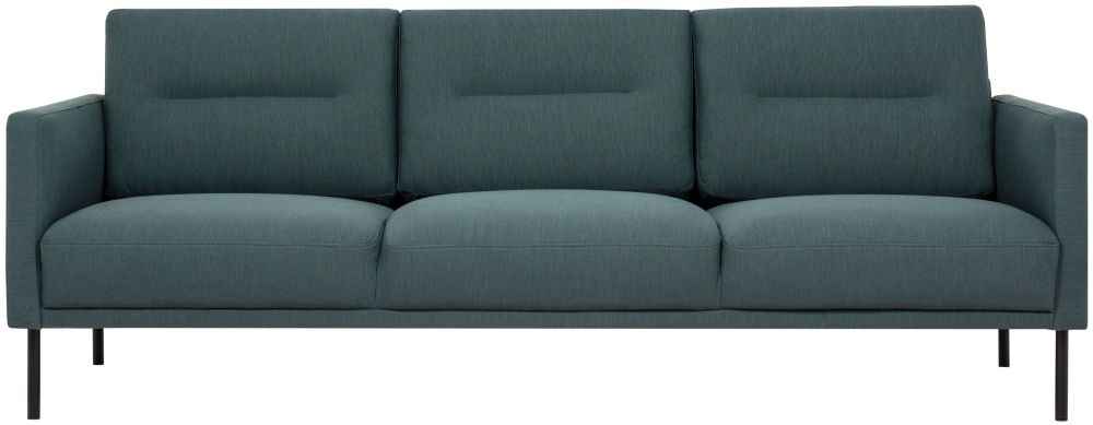 Larvik Dark Green Fabric 3 Seater Sofa With Black Metal Legs