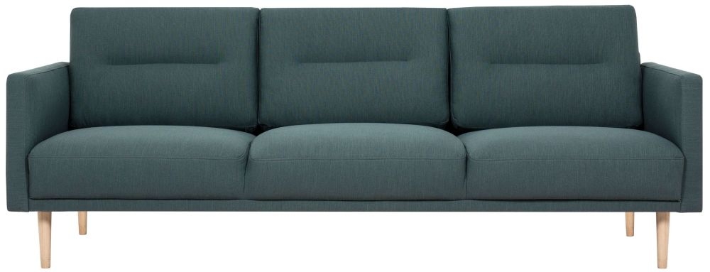 Larvik Dark Green Fabric 3 Seater Sofa With Oak Legs