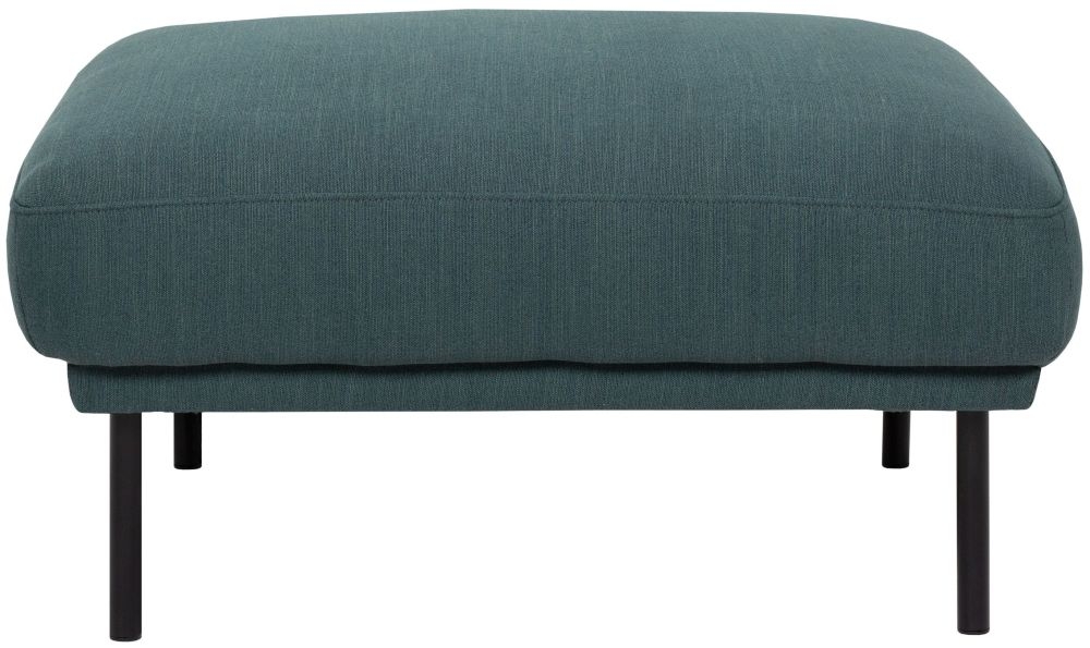 Larvik Dark Green Fabric Footstool With Black Metal Legs