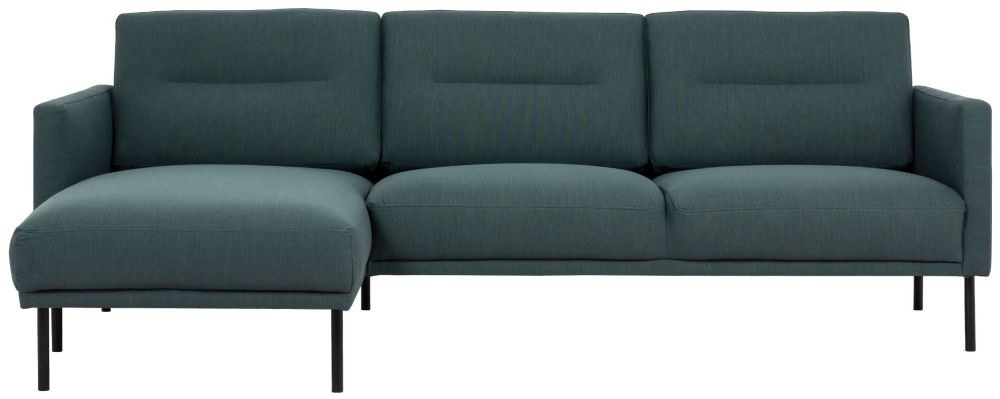 Larvik Dark Green Fabric Left Hand Facing Chaise Longue Sofa With Black Metal Legs