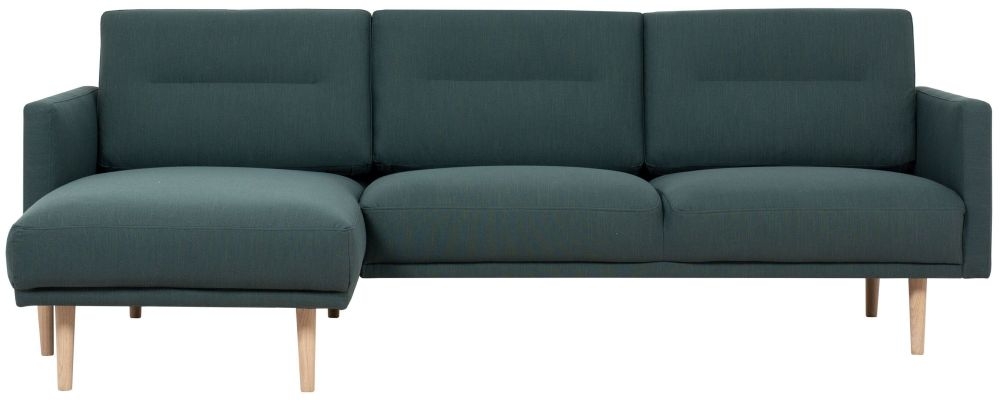 Larvik Dark Green Fabric Left Hand Facing Chaise Longue Sofa With Oak Legs