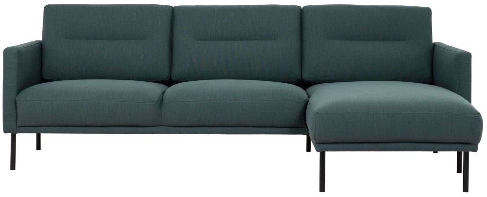 Larvik Dark Green Fabric Right Hand Facing Chaise Longue Sofa With Black Metal Legs