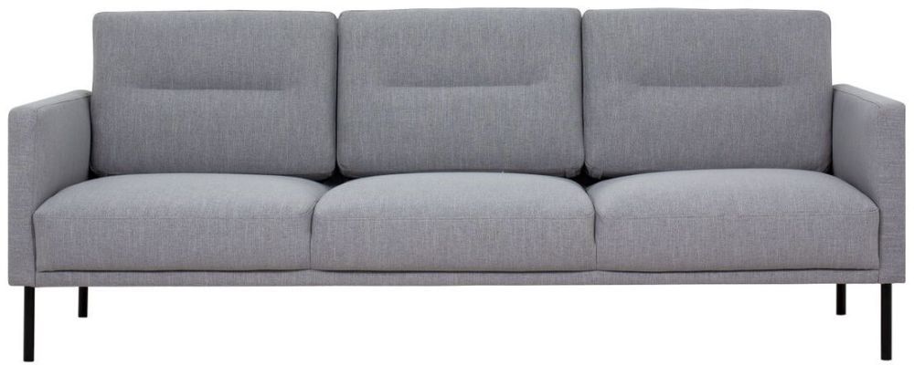 Larvik Grey Fabric 3 Seater Sofa With Black Metal Legs