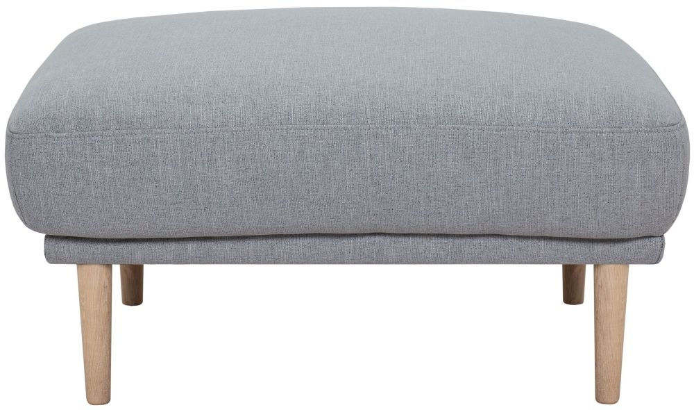 Larvik Grey Fabric Footstool With Oak Legs