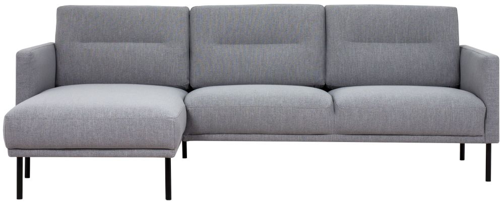 Larvik Grey Fabric Left Hand Facing Chaise Longue Sofa With Black Metal Legs