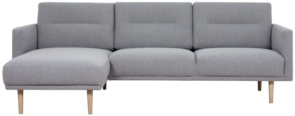 Larvik Grey Fabric Left Hand Facing Chaise Longue Sofa With Oak Legs